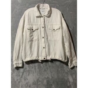 Sonoma Goods For Life Shirt Jacket Womens XL White Gauze Snap‎ Front Shacket
